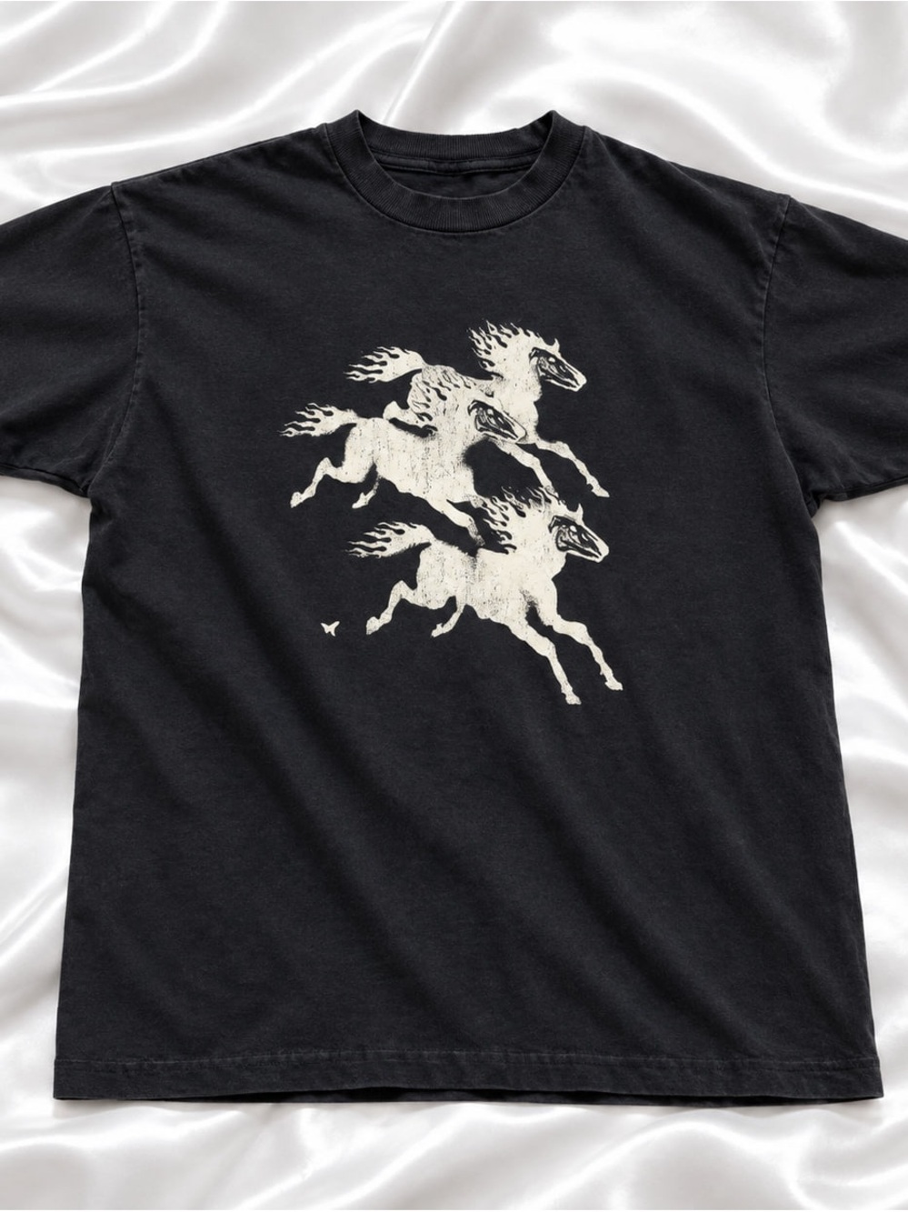 White Galloping Horse Gildan Black Tee Graphic